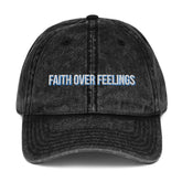 Faith Over Feelings Christian Hat EternalChristianTees Black